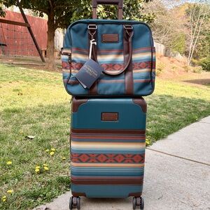 NWT- Pendleton Aztek Luggage Set Carry On Spinner & Weekend Satchel Balsam Blue